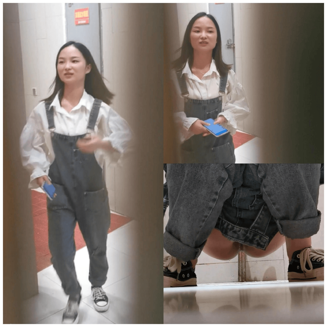 【蹲守商场女厕厕拍】★最新女厕★满面笑容背带裤文静美女裤裤遮挡不住那条无毛得鲍鱼.png